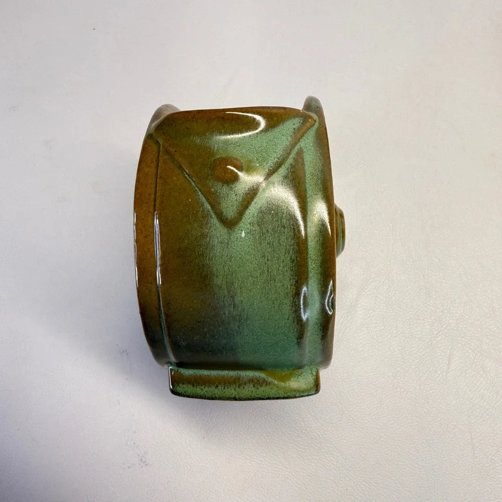 Vintage Frankoma Pottery Wagon Wheel Teapot and Creamer Set Prairie Green